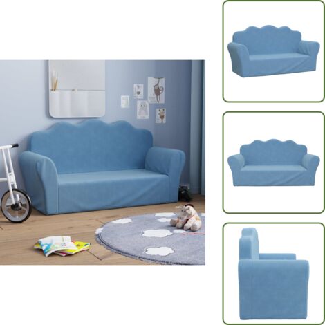Divano peluche - vidaXL Divano per Bambini a 2 Posti Blu in Morbido Peluche - Divano per bambini in schiuma
