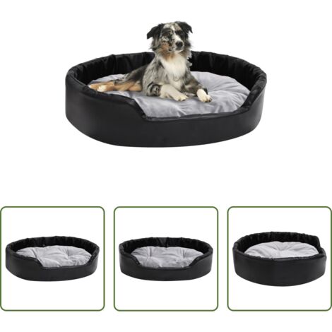 Divano per animali -  Lettino per Cani Nero e Grigio 90x79x20 cm Peluche e Similpelle