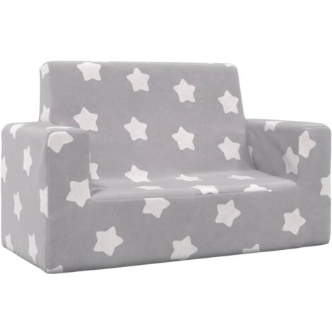 Divano per Bambini 2 Posti Grigio Chiaro Stelle Morbido Peluche vidaXL