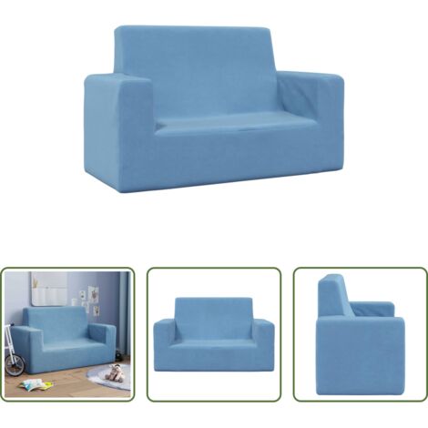 Divano per bambini a 2 posti -  Divano per Bambini a 2 Posti Blu in Morbido Peluche