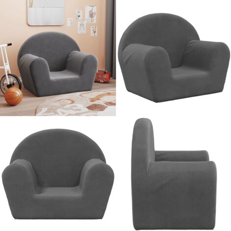Divano per Bambini Antracite in Morbido Peluche - Divano morbido - Divano peluche