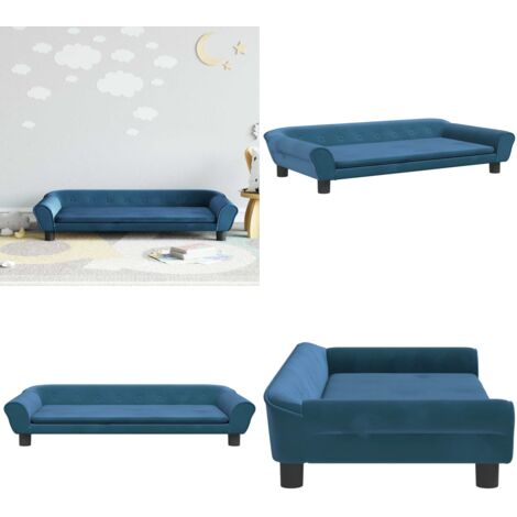 Divano per Bambini Blu 100x50x26 cm in Velluto - Divano per bambini in velluto - Divano per bambini morbido