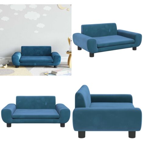 Divano per Bambini Blu 70x45x33 cm in Velluto - Divano per bambini in velluto - Divano per bambini morbido