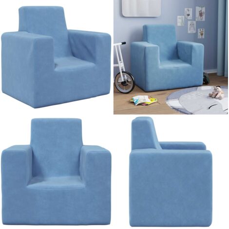 Divano per Bambini Blu in Morbido Peluche - Divano peluche - Divano per bambini in blu
