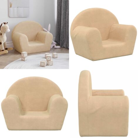 Divano per Bambini Crema in Morbido Peluche - Divano peluche - Divano morbido