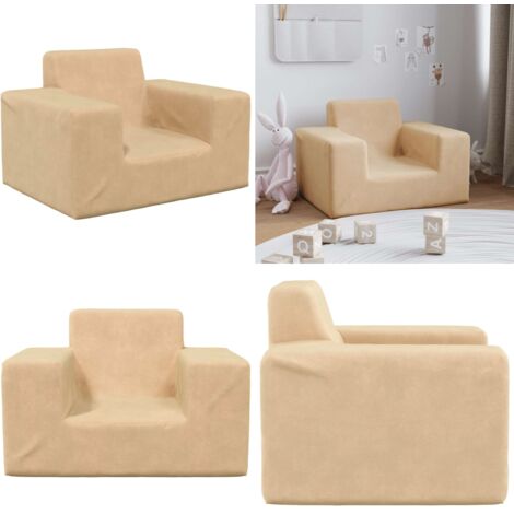 Divano per Bambini Crema in Morbido Peluche - Divano peluche - Divano per bambini crema
