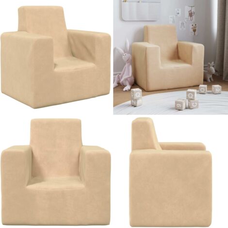 Divano per Bambini Crema in Morbido Peluche - Divano peluche - Divano per bambini crema