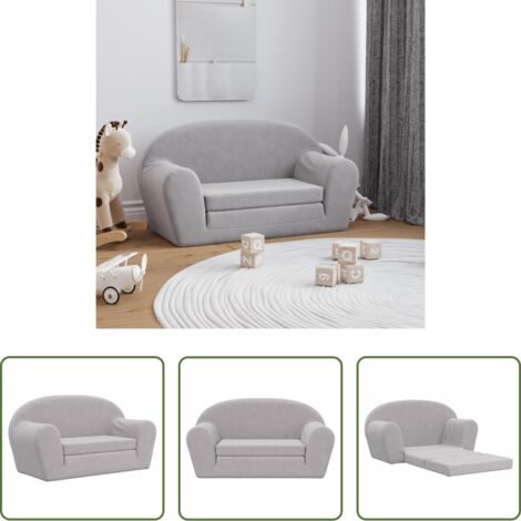 Divano per bambini -  Divano Letto Bambini a 2 Posti Grigio Chiaro in Morbido Peluche