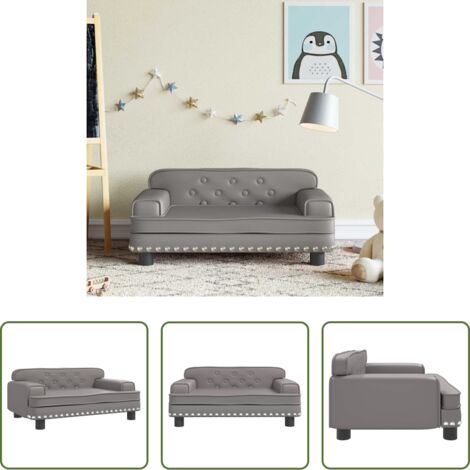 Divano per bambini grigio -  Divano per Bambini Grigio 70x45x30 cm in Similpelle