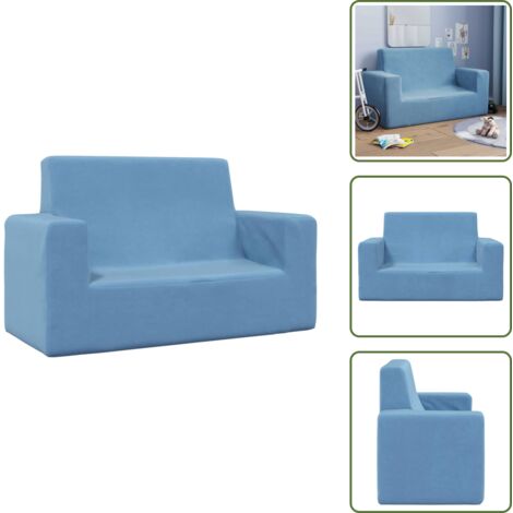 Divano per bambini in morbido - vidaXL Divano per Bambini a 2 Posti Blu in Morbido Peluche - Divano per bambini in gommapiuma