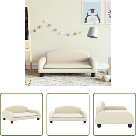 Divano per bambini in similpelle -  Divano per Bambini Crema 70x45x30 cm in Similpelle
