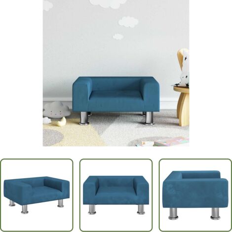 Divano per bambini in velluto -  Divano per Bambini Blu 50x40x26,5 cm in Velluto