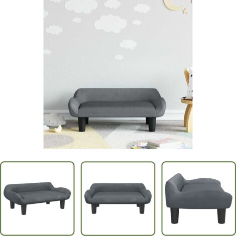 Divano per bambini in velluto - Divano per Bambini Grigio Scuro 70x40x24 cm in Velluto