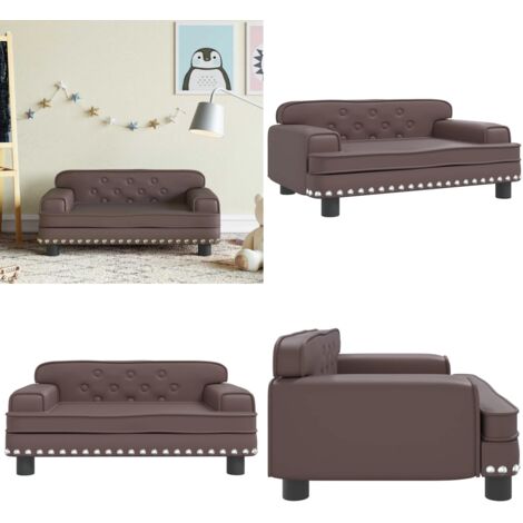 Divano per Bambini Marrone 70x45x30 cm in Similpelle - Divano per bambini marrone - Divano per bambini morbido