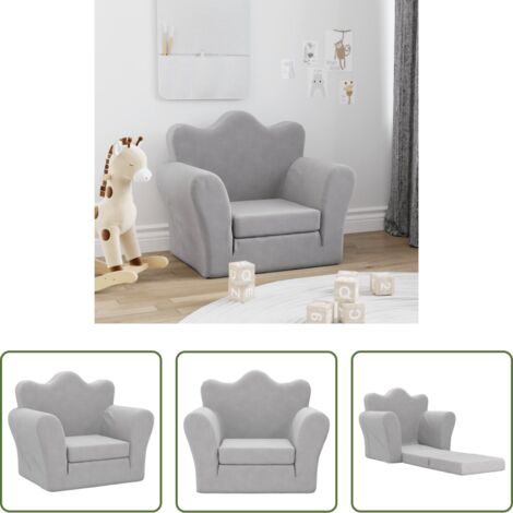 Divano per bambini morbido -  Divano Letto per Bambini Grigio Chiaro in Morbido Peluche