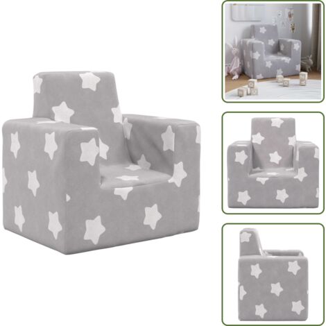 Divano per bambini morbido - vidaXL Divano per Bambini Grigio Chiaro con Stelle in Morbido Peluche - Divano per bambini gommapiuma