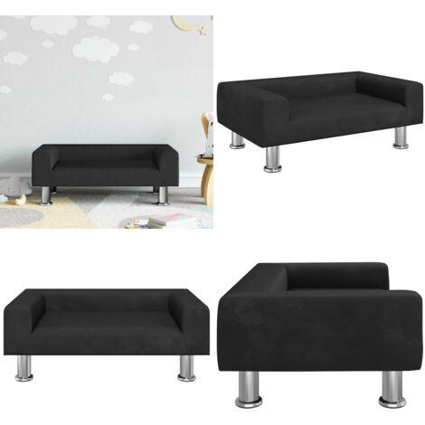 Divano per Bambini Nero 70x45x26,5 cm in Velluto - Divano per bambini nero - Divano per bambini morbido