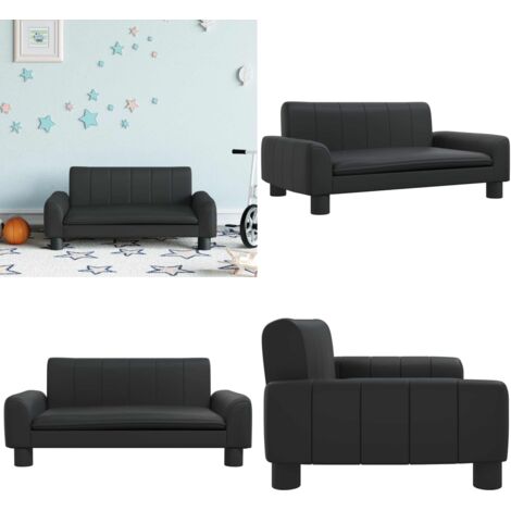 Divano per Bambini Nero 70x45x30 cm in Similpelle - Divano per bambini nero - Divano per bambini morbido