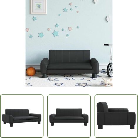 Divano per bambini nero -  Divano per Bambini Nero 70x45x30 cm in Similpelle