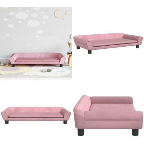 Divano per Bambini Rosa 100x50x26 cm in Velluto - Divano rosa - Divano per bambini in velluto