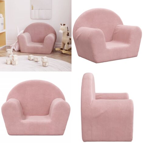 Divano per bambini rosa in morbido peluche - Divano peluche per bambini - Divano morbido per bambini