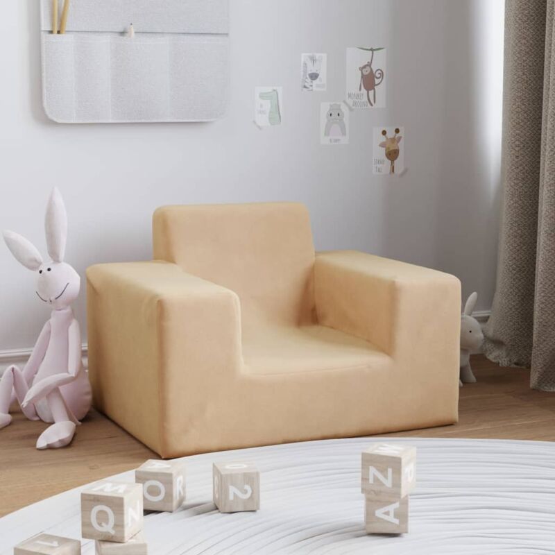 Divano per Bambini,Poltroncina per Bambini,Divano relax Sofà per Bambini Crema in Morbido Peluche XZZ142172 MaisonChic