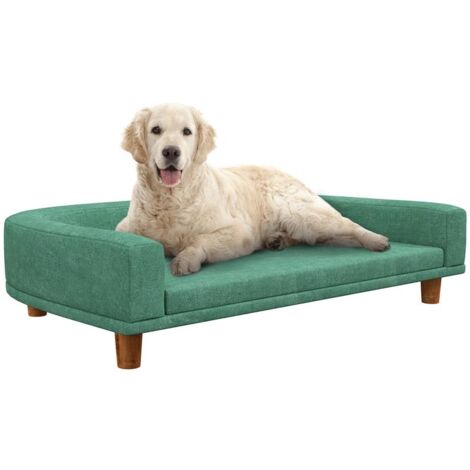 DIVANO PER CANI DI TAGLIA GRANDE CON GAMBE RIALZATE E CUSCINO SFODERABILE. 98X67X25 CM. VERDE CHIARO