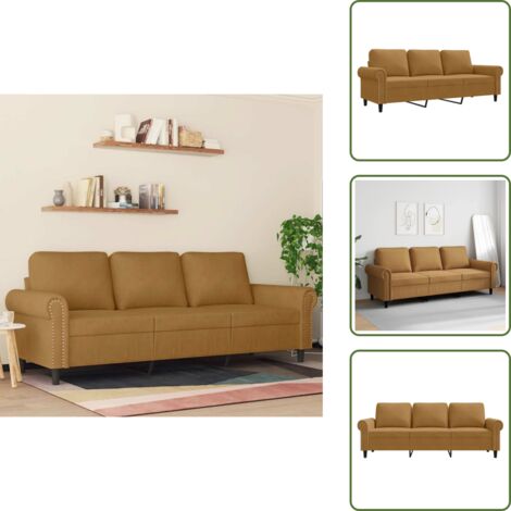 Divano per casa - vidaXL Divano a 3 Posti Marrone 180 cm in Velluto - Divano moderno