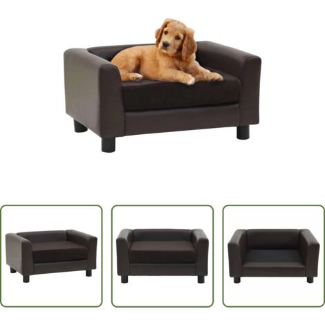 Divano per gatti -  Divano per Cani Marrone 60x43x30 cm in Peluche e Similpelle