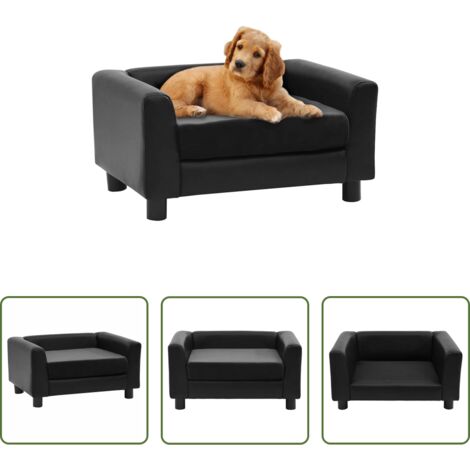 Divano per gatti -  Divano per Cani Nero 60x43x30 cm in Peluche e Similpelle