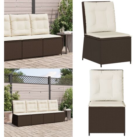 Divano Reclinabile da Giardino con Cuscini Marrone Polyrattan - Divano reclinabile - Cuscino da seduta