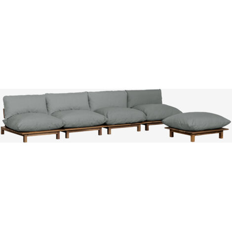 Divano reclinabile da giardino modulare a 4 pezzi con pouf in legno di acacia Brina SKLUM            