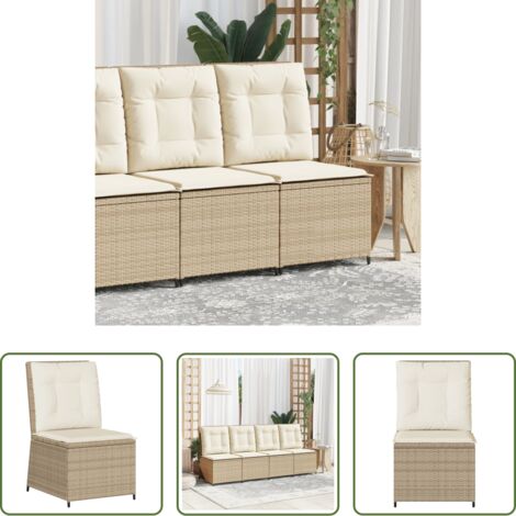 Divano reclinabile -  Divano Reclinabile da Giardino con Cuscini Beige in Polyrattan