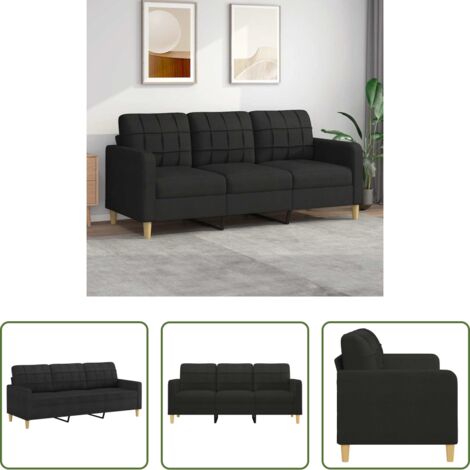 Divano relax -  Divano a 3 Posti Nero 180 cm in Tessuto