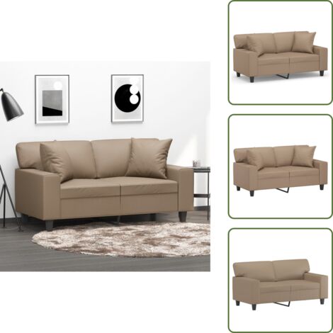 Divano relax - vidaXL Divano a 2 Posti con Cuscini Cappuccino 120 cm in Similpelle - Seduta confortevole