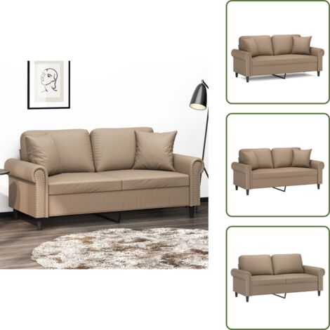 Divano relax - vidaXL Divano a 2 Posti con Cuscini Cappuccino 140 cm in Similpelle - Seduta confortevole