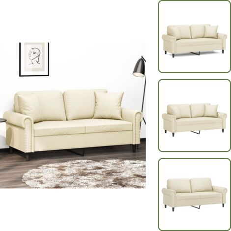 Divano relax - vidaXL Divano a 2 Posti con Cuscini Crema 140 cm in Similpelle - Seduta confortevole