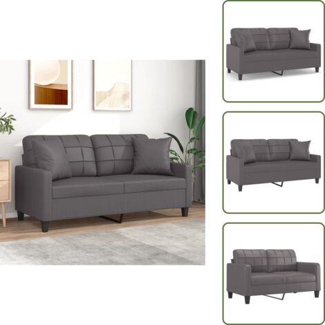 Divano relax - vidaXL Divano a 2 Posti con Cuscini Grigio 140 cm in Similpelle - Seduta confortevole
