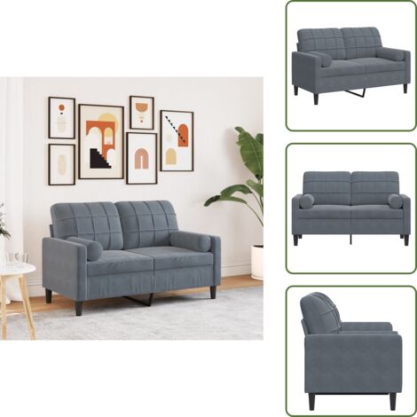 Divano relax - vidaXL Divano a 2 Posti con Cuscini Grigio Scuro 120 cm in Velluto - Divano moderno