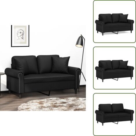 Divano relax - vidaXL Divano a 2 Posti con Cuscini Nero 120 cm in Similpelle - Cuscini in cotone PP
