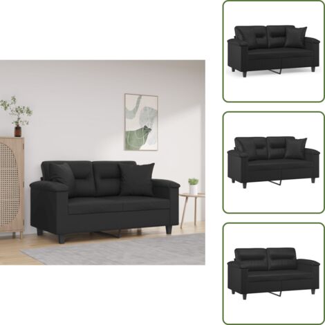 Divano relax - vidaXL Divano a 2 Posti con Cuscini Nero 120 cm in Similpelle - Cuscino con inserti
