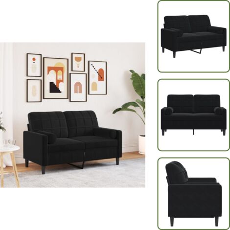 Divano relax - vidaXL Divano a 2 Posti con Cuscini Nero 120 cm in Velluto - Divano nero