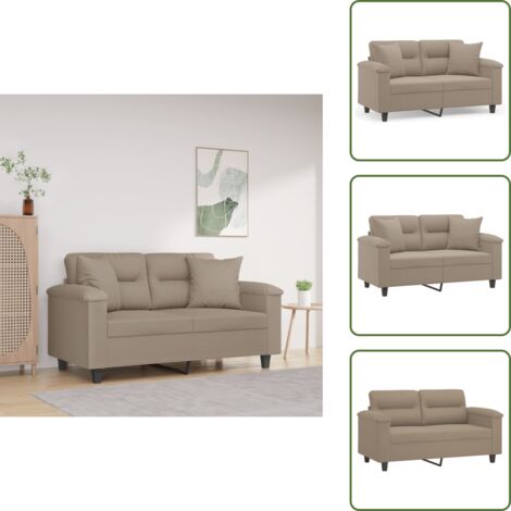 Divano relax - vidaXL Divano a 2 Posti con Cuscini Tortora 120 cm Tessuto Microfibra - Cuscino con inserto
