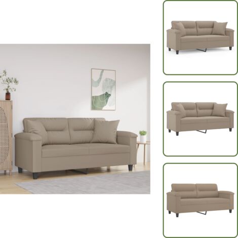 Divano relax - vidaXL Divano a 2 Posti con Cuscini Tortora 140 cm Tessuto Microfibra - Cuscino con inserto