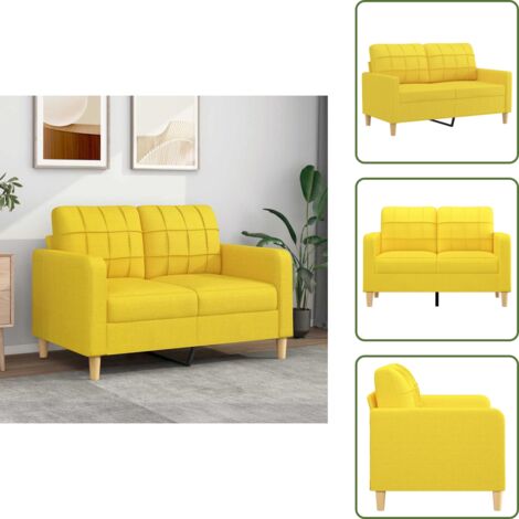 Divano relax - vidaXL Divano a 2 Posti Giallo Chiaro 120 cm in Tessuto - Seduta confortevole