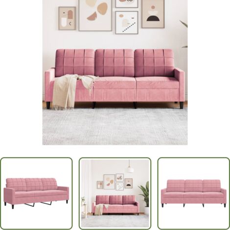 Divano rosa - Divano a 3 Posti rosa 180 cm in Velluto