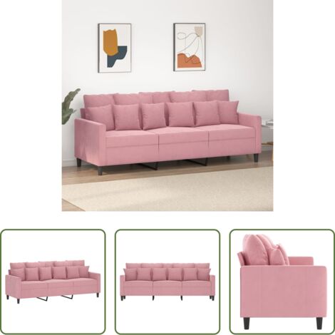 Divano rosa - Divano a 3 Posti rosa 180 cm in Velluto