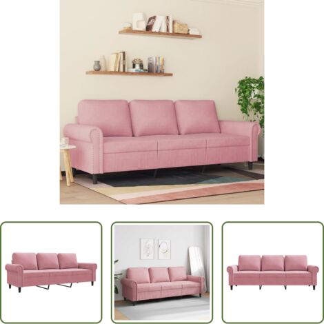 Divano rosa - Divano a 3 Posti rosa 180 cm in Velluto