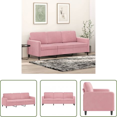 Divano rosa - Divano a 3 Posti rosa 180 cm in Velluto