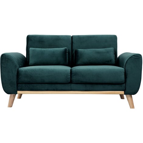 Divano scandinavo 2 posti velluto blu petrolio EKTOR